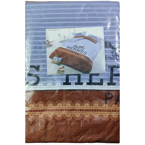 Hermes Style Queen Size Printed Bedsheet Set 